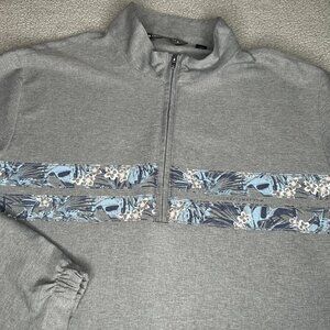 Travis Mathew Pullover Mens Medium Move Mountains Gray Quarter Zip Golf Stretch